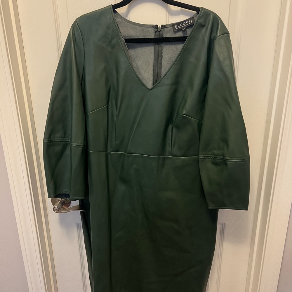 Green pleather work dress. Great condition